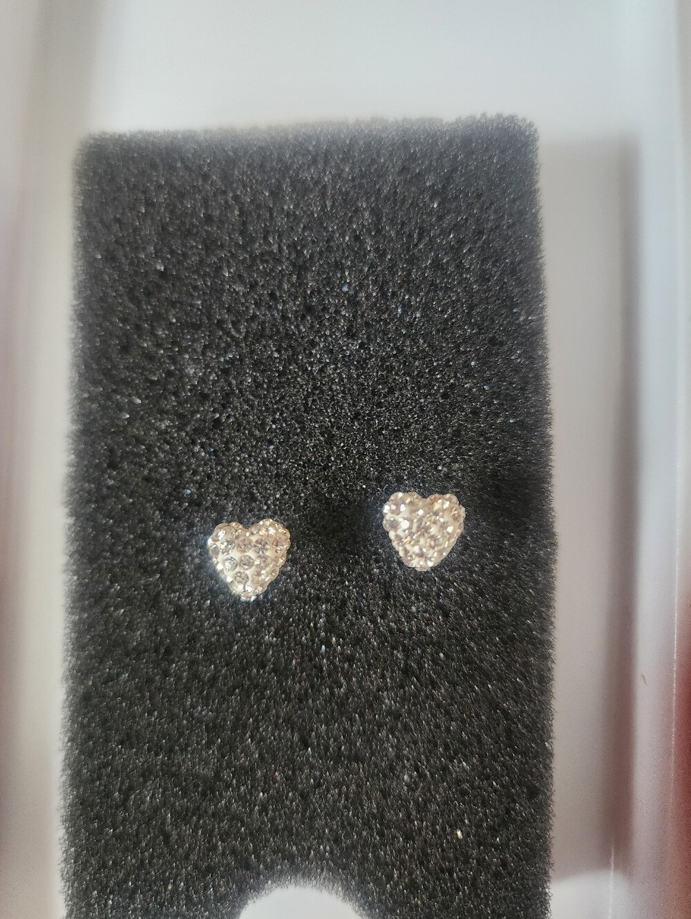 Crystal Heart Stud Earrings - Silver Tone #17